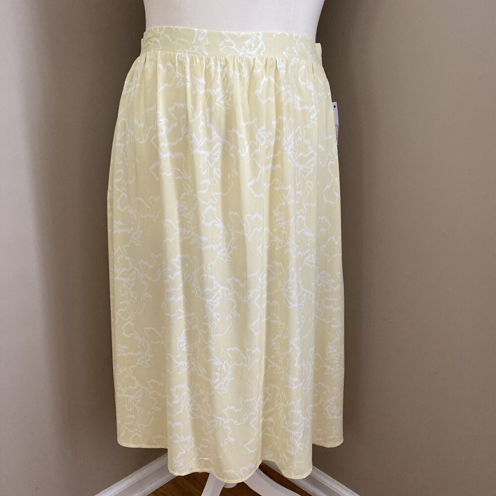 Nine West Yellow Printed Vine Floral Pull On Challis Skirt Women’s Plus Size XXL